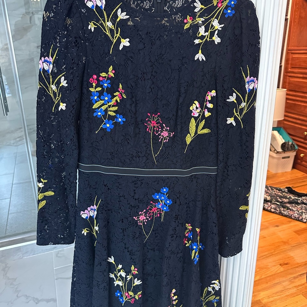 Karen Millen Black Dress with Floral Embroidery